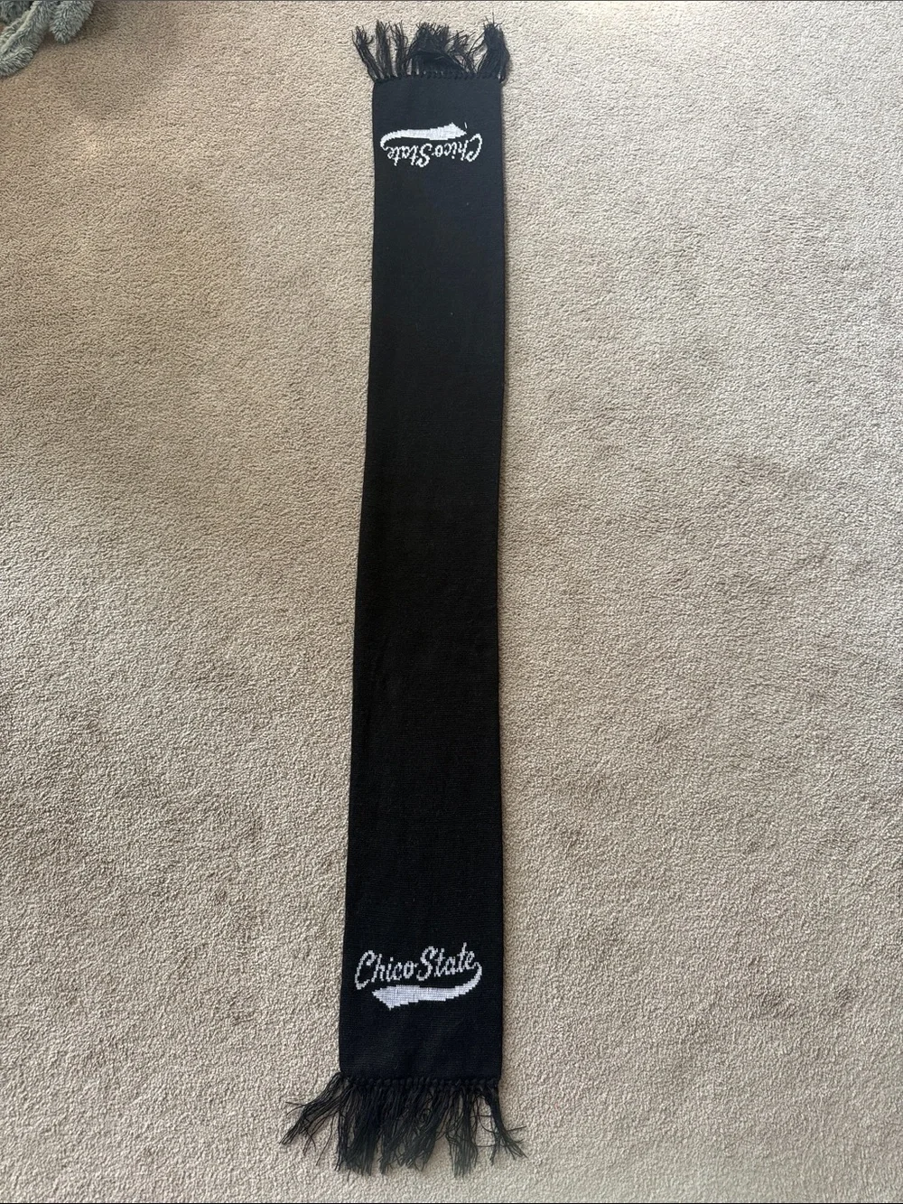 Chico State Stadium Black Knit Scarf with Fringe!